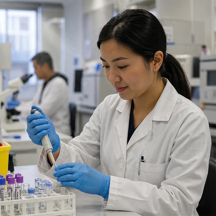 Medical lab technologist working in a laboratory